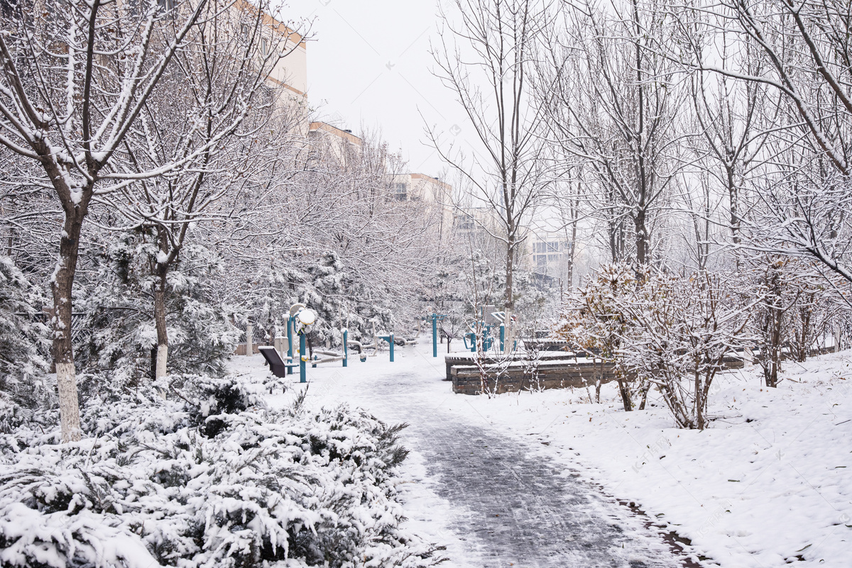 大雪寒冷冬季街道雪景摄影图高清摄影大图-千库网